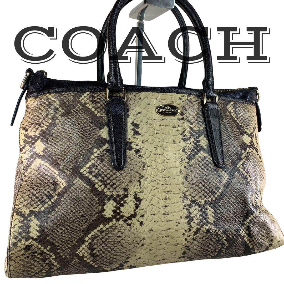 【美品】COACHコーチ ショルダーバッグ パイソン柄 レザー