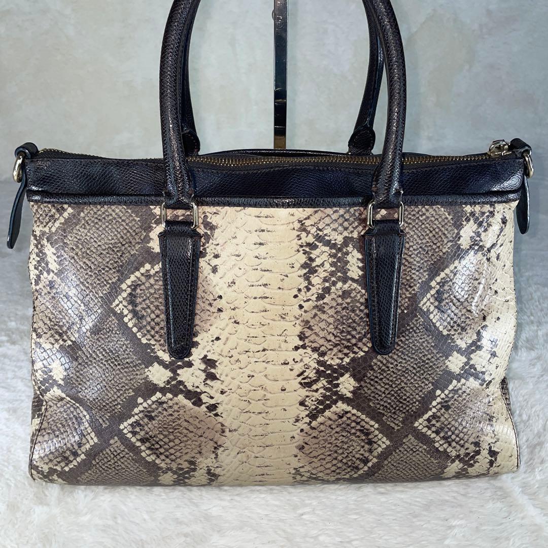 【美品】COACHコーチ ショルダーバッグ パイソン柄 レザー