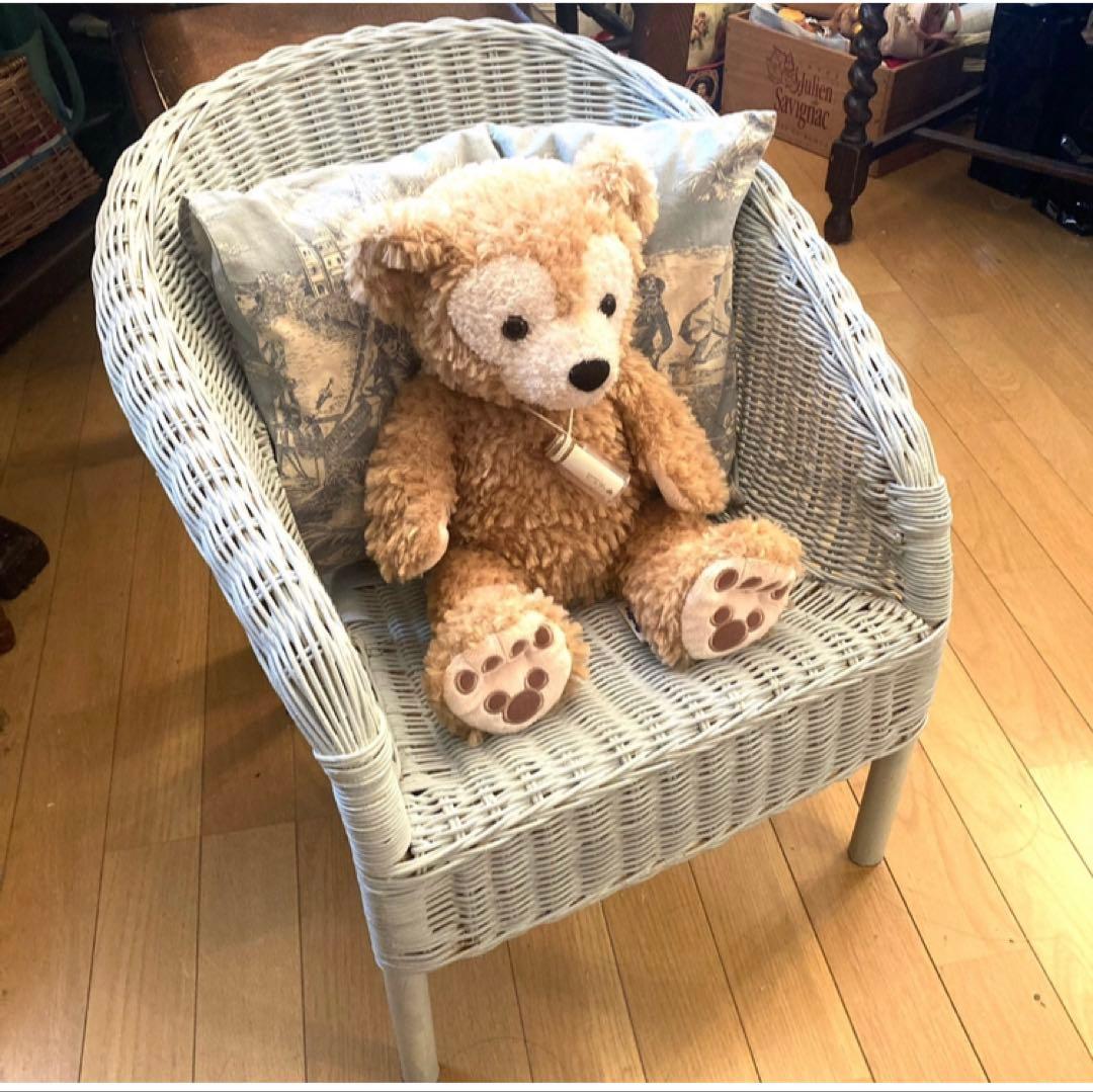 アンティーク　ラタン　ロイドルームチェア　椅子　キッズ用　子供用　水色　フランス