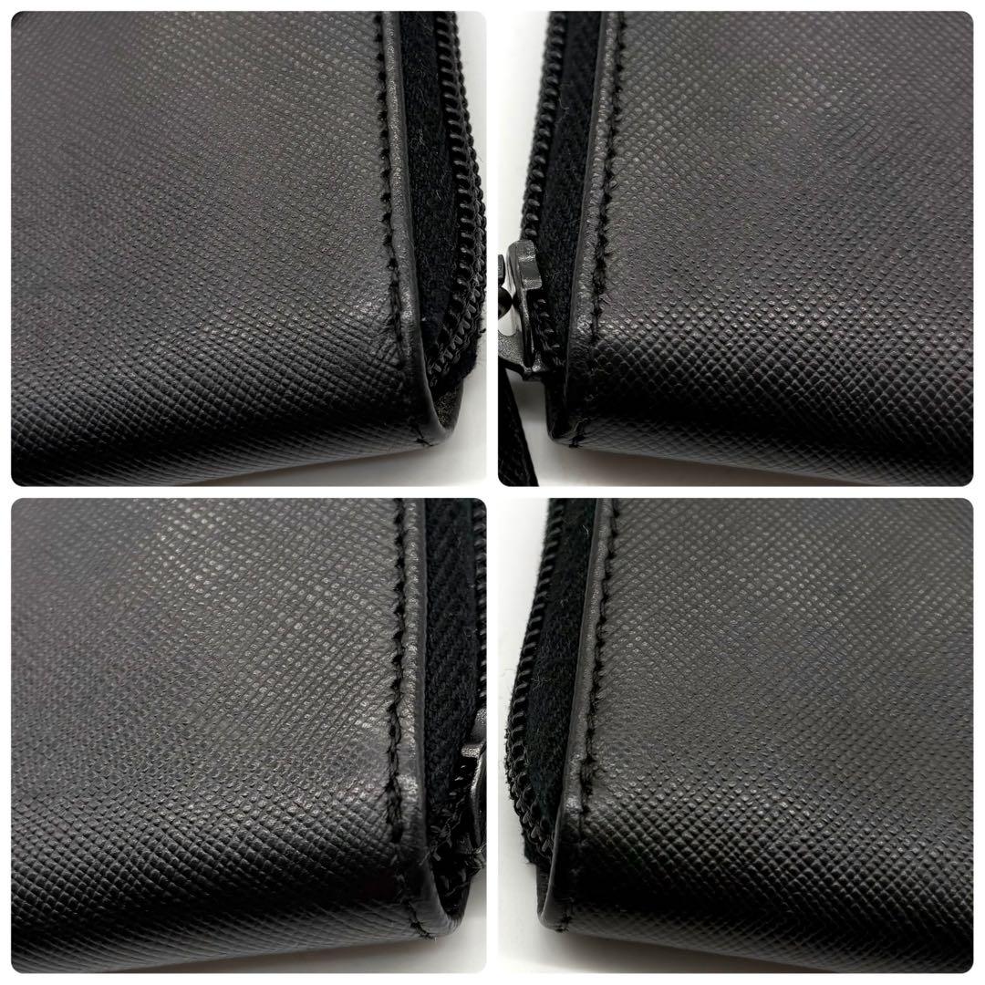 【極美品】プラダ ケース 小銭入れ サフィアーノレザー 三角ロゴ ブラック