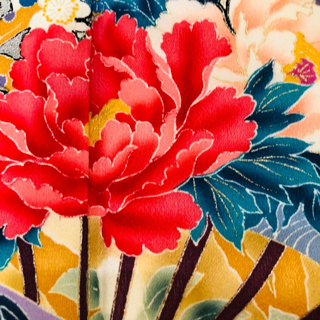 正絹振袖安心フルセット‼️ピンク赤系⭐︎美しい四季の花⭐︎鳥古典柄金彩⭐︎逸品