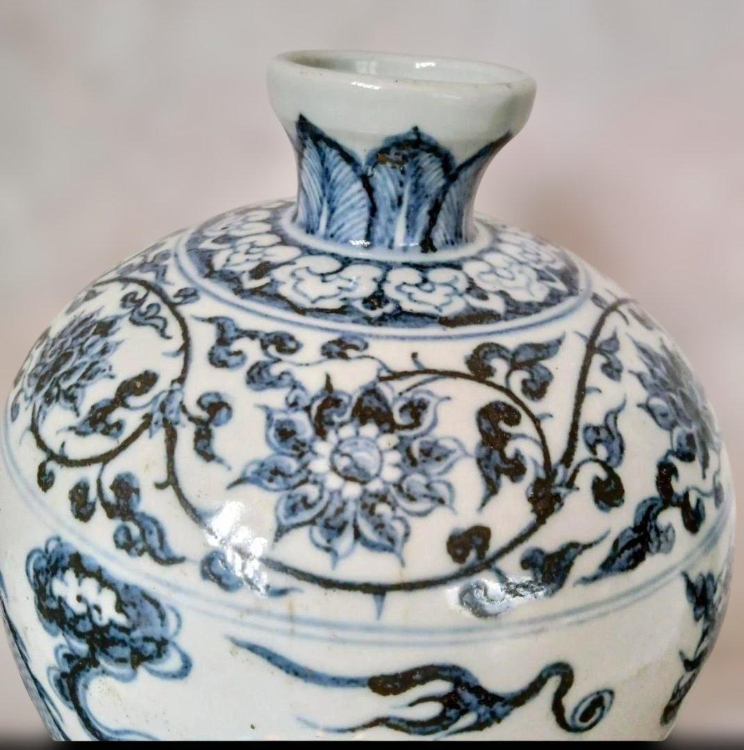 唐物　染付龍文花瓶　明時代　中国　大名品