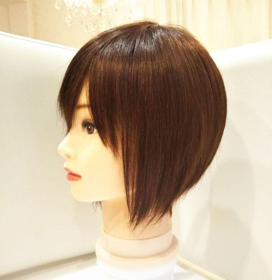 レミー人毛100%ウィッグ横流し前髪❣️宇多田ヒカル✨艶髪！前下がり美人ショート