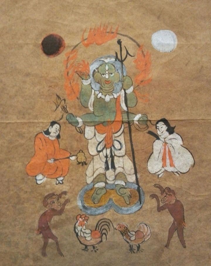 本物大津絵、青面金剛(不動明王）