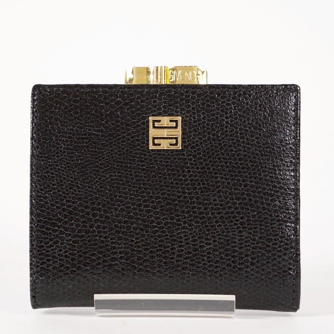 【極美品✨】ジバンシー 箱付き 二つ折り財布 がま口 レザー ダークネイビー