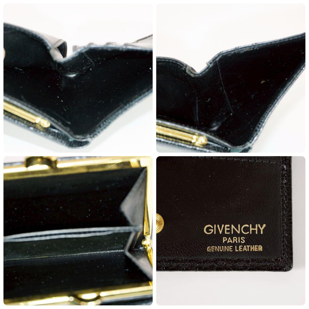 【極美品✨】ジバンシー 箱付き 二つ折り財布 がま口 レザー ダークネイビー