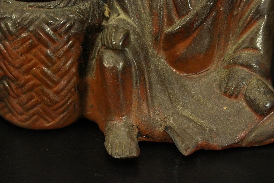 古備前 人物 筆洗 高10.5cm 文房具(A298)