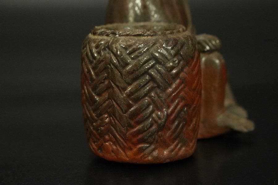 古備前 人物 筆洗 高10.5cm 文房具(A298)