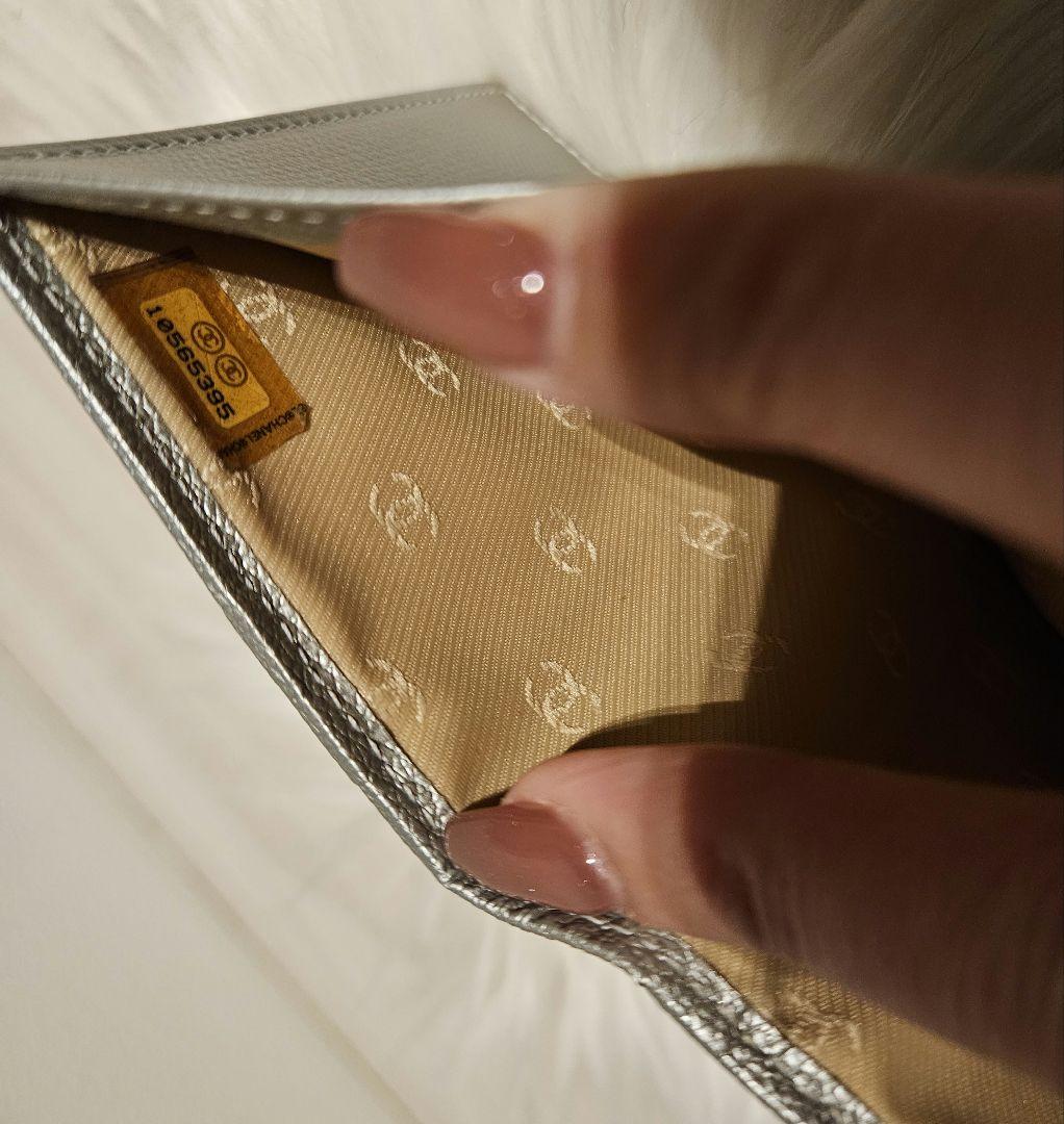 CHANEL【極美品✨希少】ココマーク三つ折り財布　Ｗホック　シルバー付属品完備