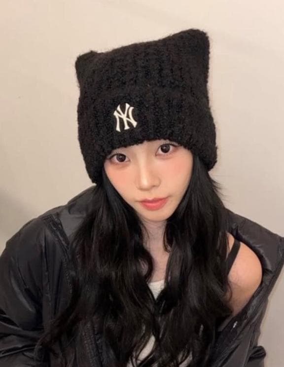 【新品未使用】MLBkorea　猫耳　ビーニー　ブラック　カリナ着用　大人気