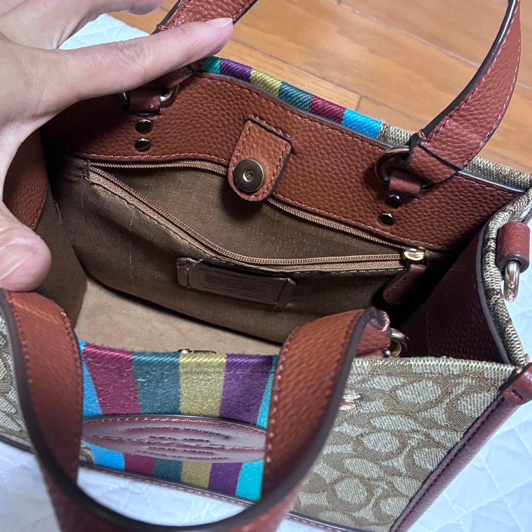 COACH ショルダーバッグ ブラウン/マルチカラー　2way デンプシー　美品