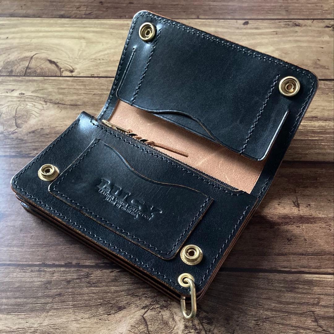 【お札を折らずに収納】姫路レザー トラッカーウォレット150（ミドル）3層