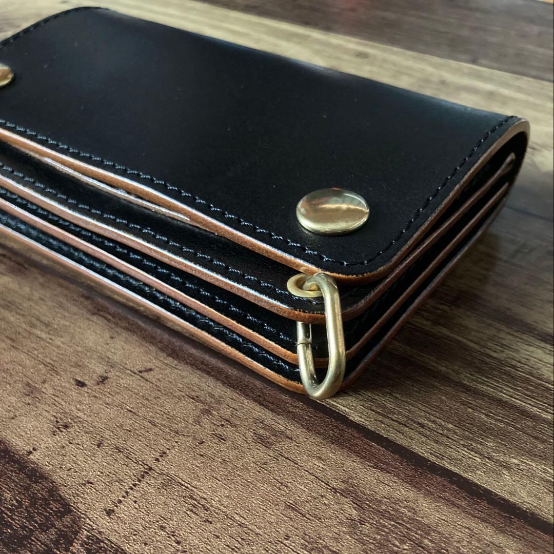 【お札を折らずに収納】姫路レザー トラッカーウォレット150（ミドル）3層