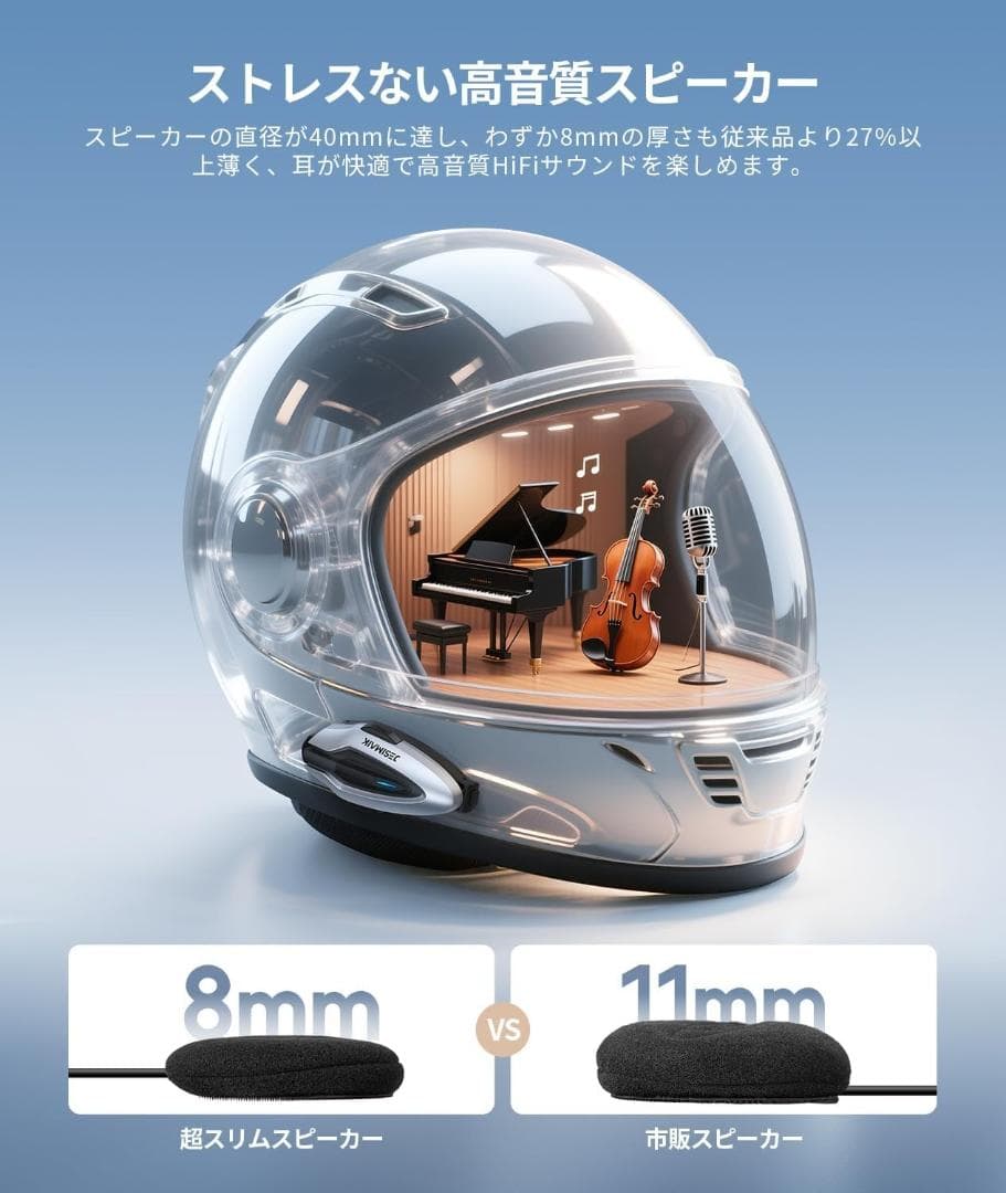 バイク インカム H6 バイク用インカム QIK-Mesh2.0 音楽ながら通話