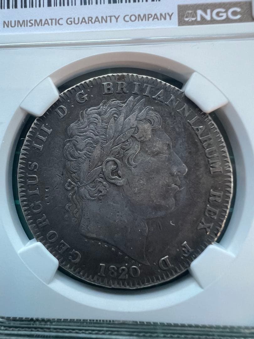 外国銀貨　スラブケース入り　NGC 英国　クラウン銀貨　 1820年