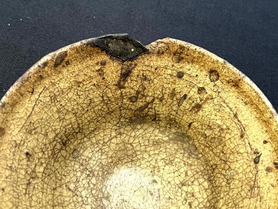 茶碗■古唐津灰釉抹茶碗 ぐい呑 江戸期（伊羅保・高麗・黄瀬戸） 時代物 骨董品■