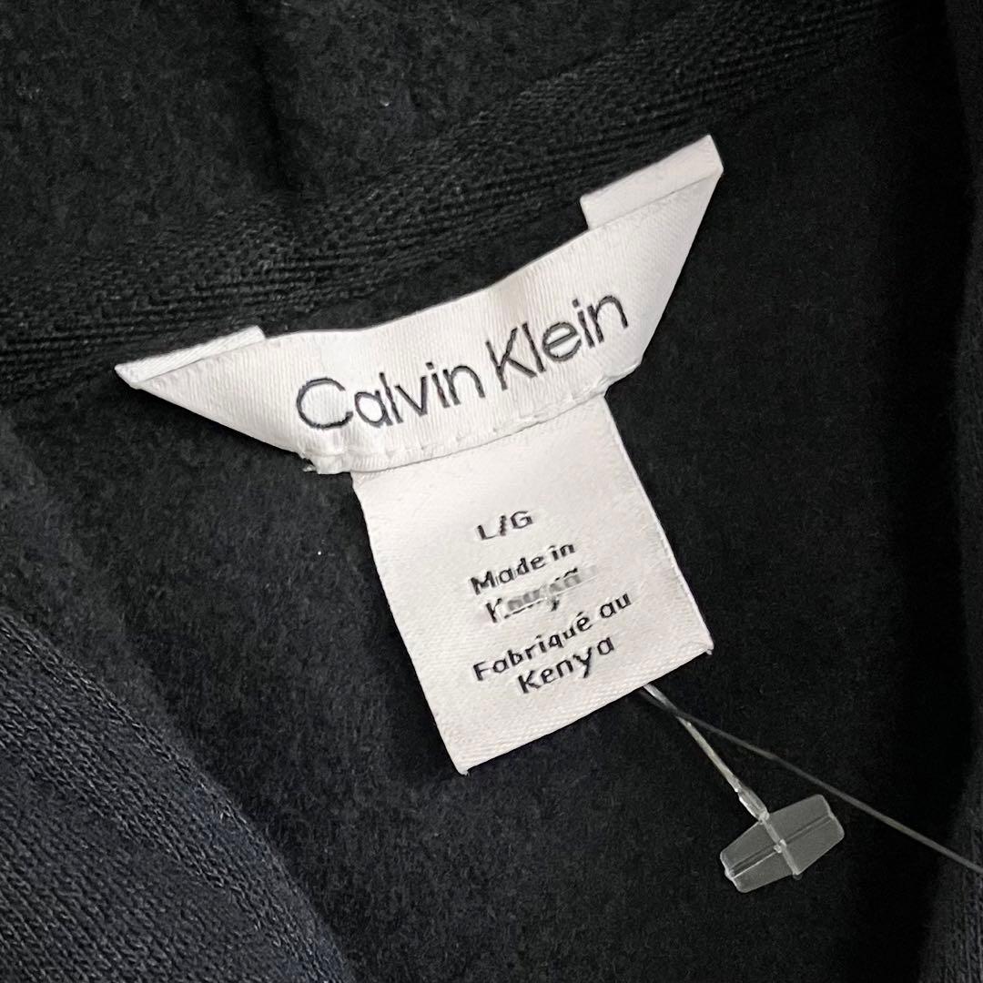 【新品タグ付】カルバンクライン　パーカー　フロントロゴ　裏起毛　L ブラック