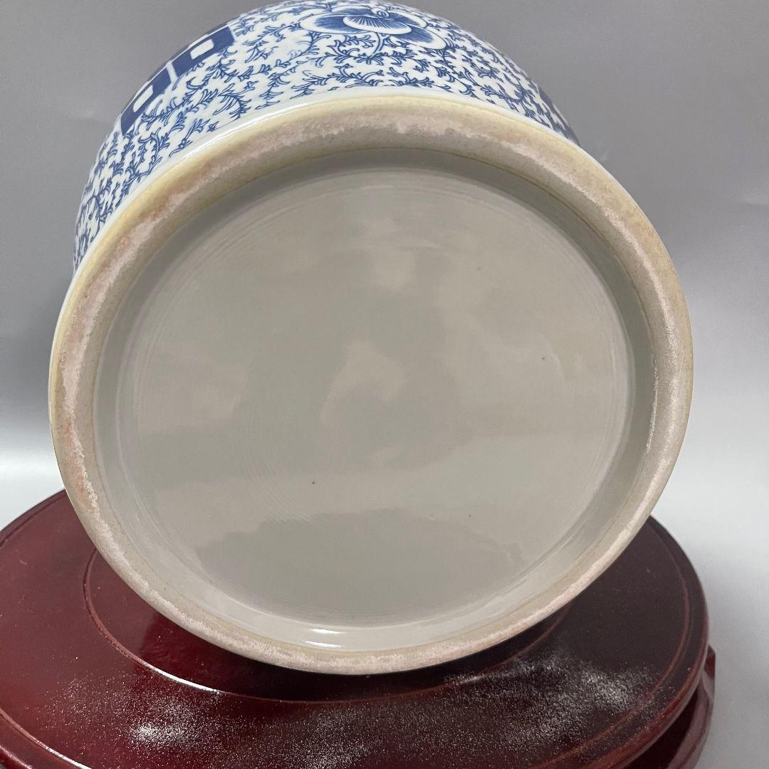 景徳鎮 青花磁器喜字将軍缶 陶磁器装飾品 工芸品 美術品 置物