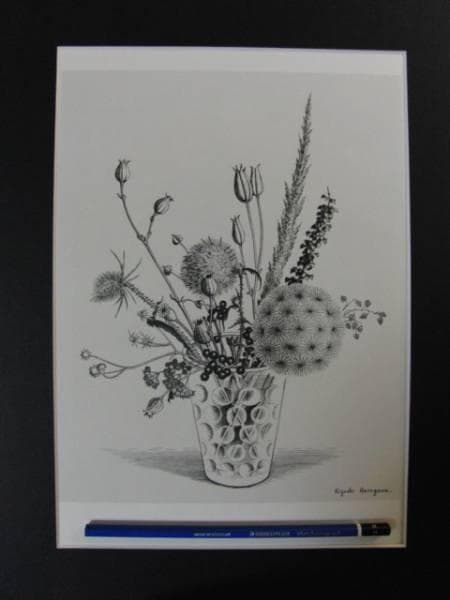 長谷川 潔、巨匠、野花/ビュランのレゾネ、サイン入、新品額装