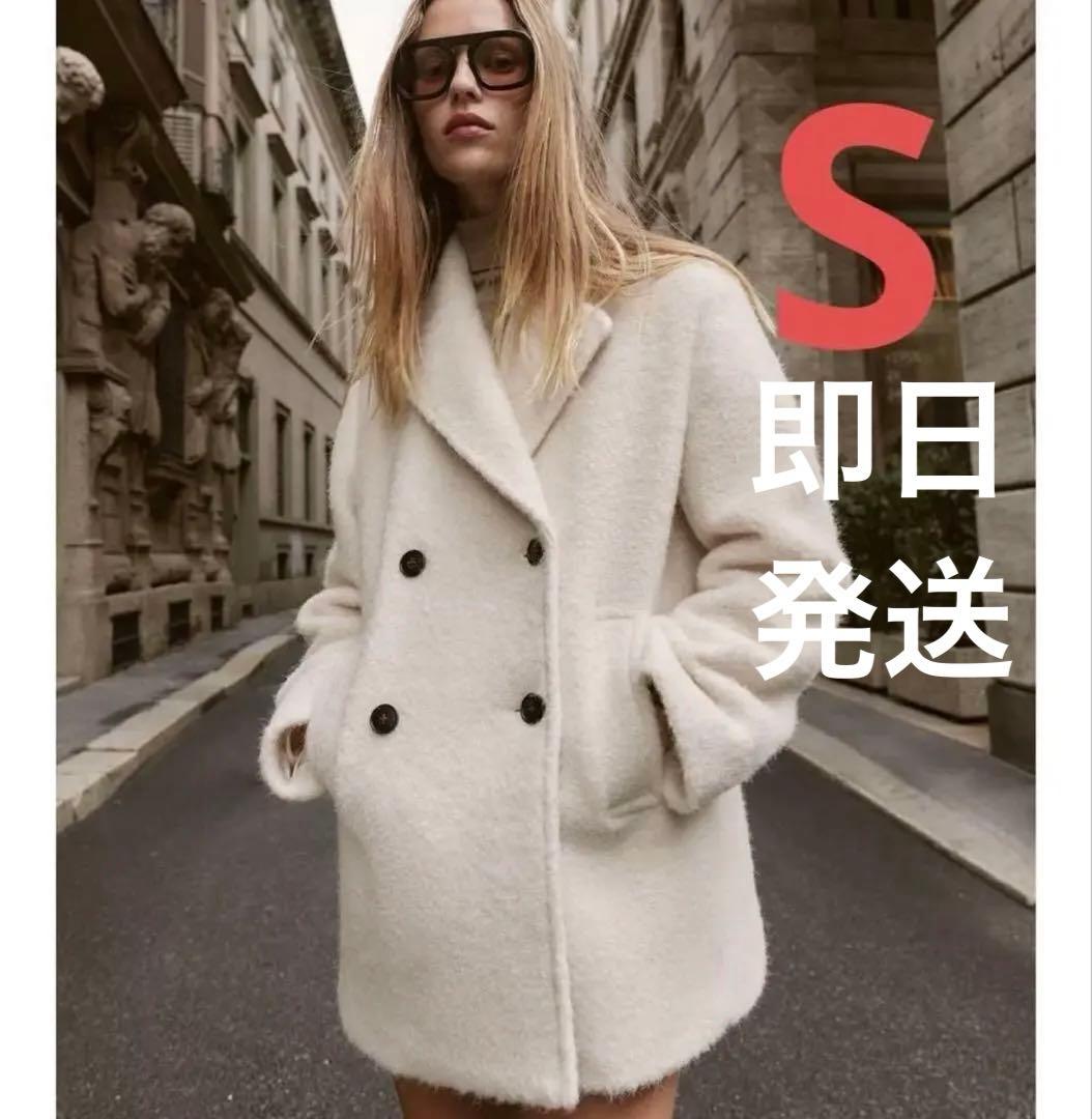 新品　ブークレダブルブレストミディ丈コート　ZARA コート　s