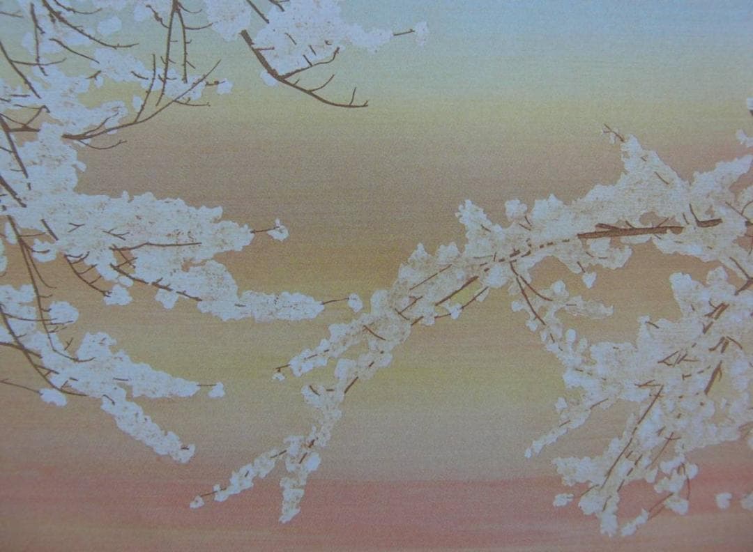 鎮西直秀、【瑞彩　桜・備中国分寺夕映】、希少な額装用画集より、厳選、新品額装