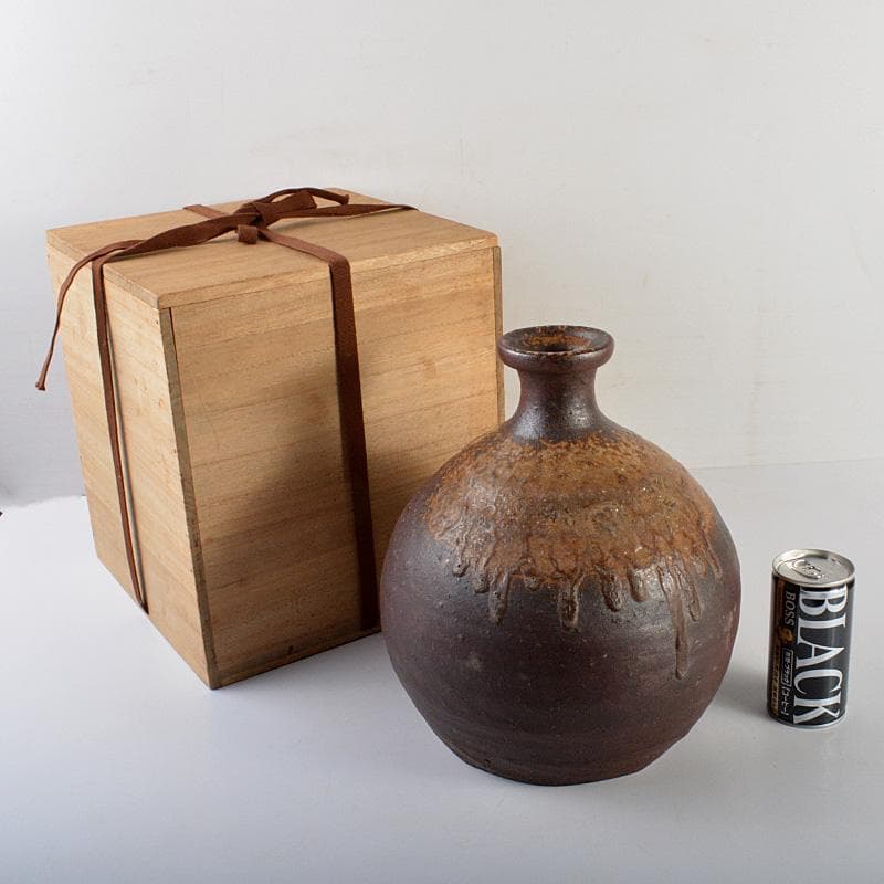 たか　備前焼　古備前　壷　花入　陶印あり　書付　C R5664C