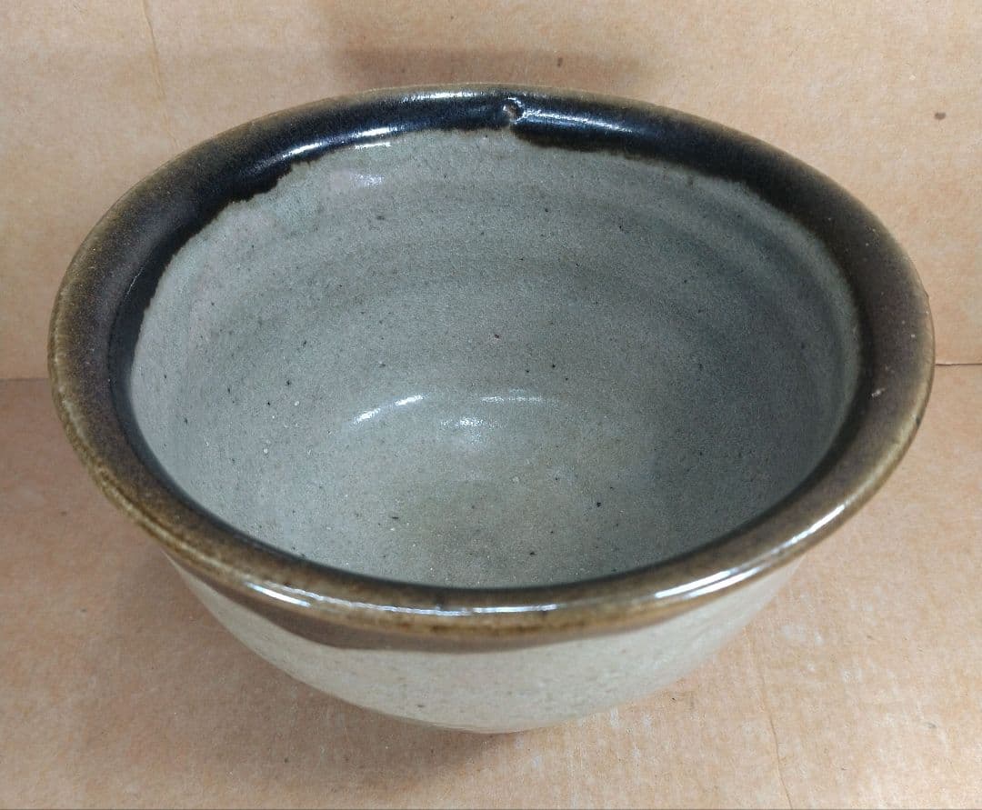 【本物保証】濱田庄司(浜田庄司) 縁黒茶碗 初窯 共箱 無傷 人間国宝 益子焼