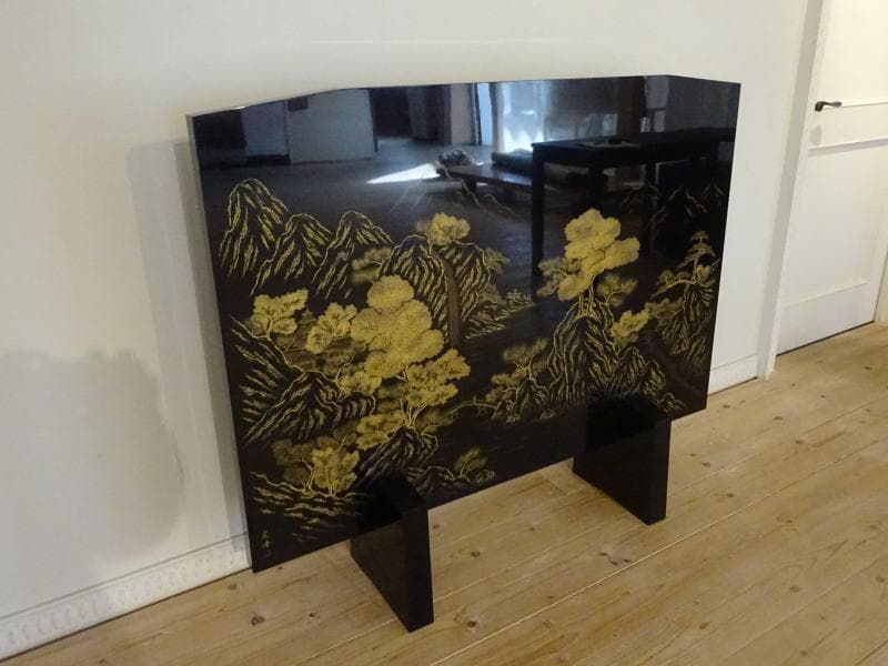 伝統工芸　輪島塗　川端光峰 作　沈金 蒔絵　衝立　高級品　美品