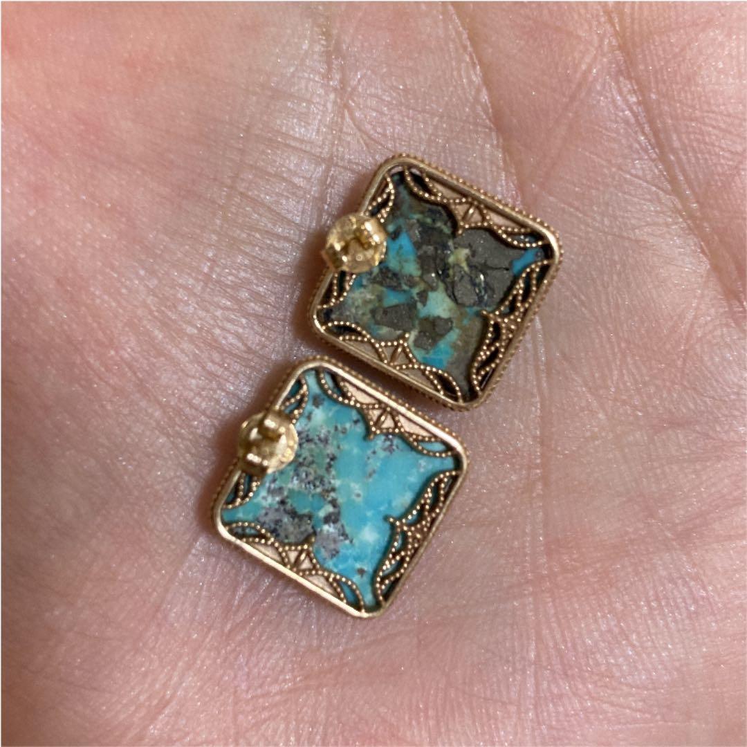 ぴょんagete アガット　K10ターコイズピアス