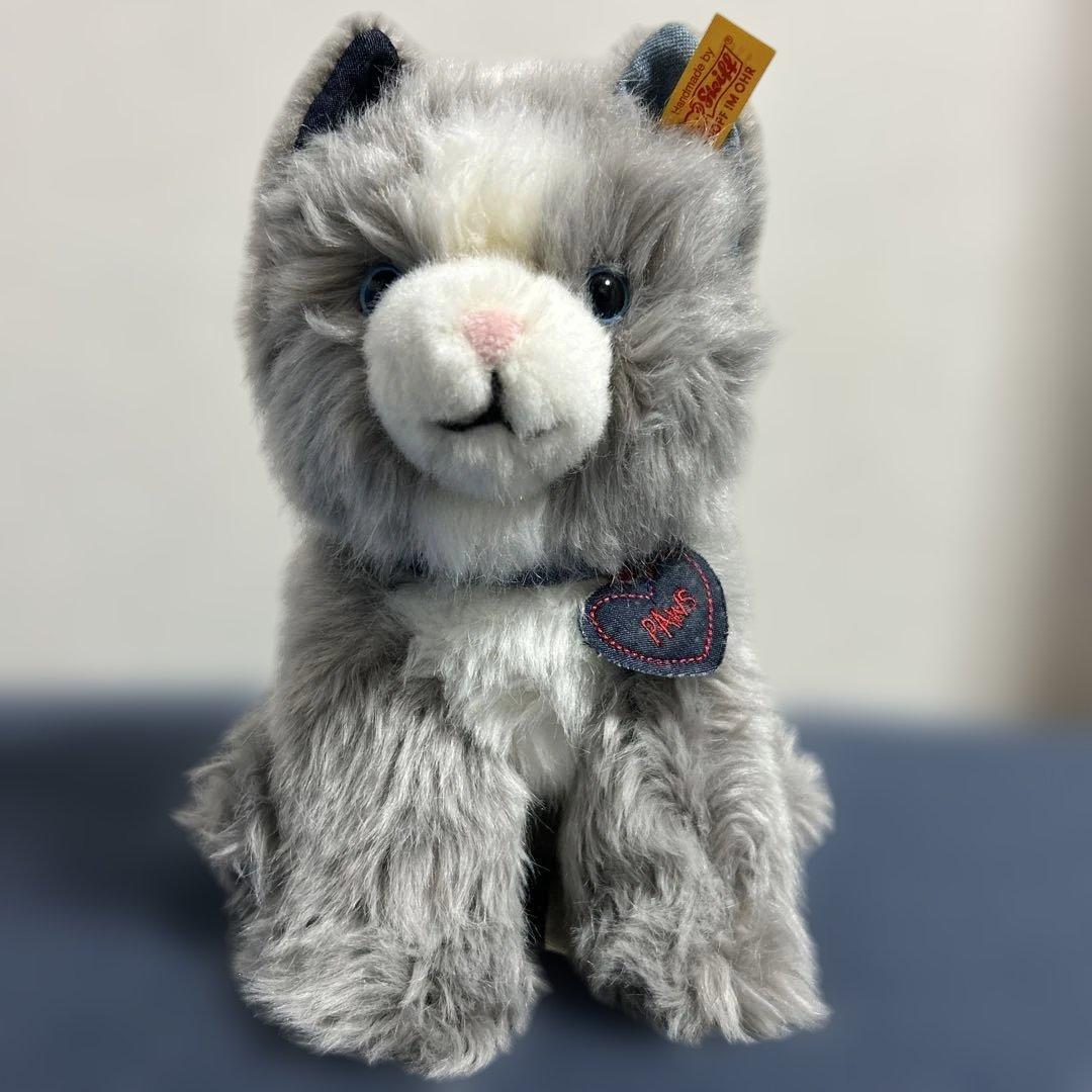 シュタイフ/Steiff製　ネコ　ぬいぐるみ　PAWS グレー