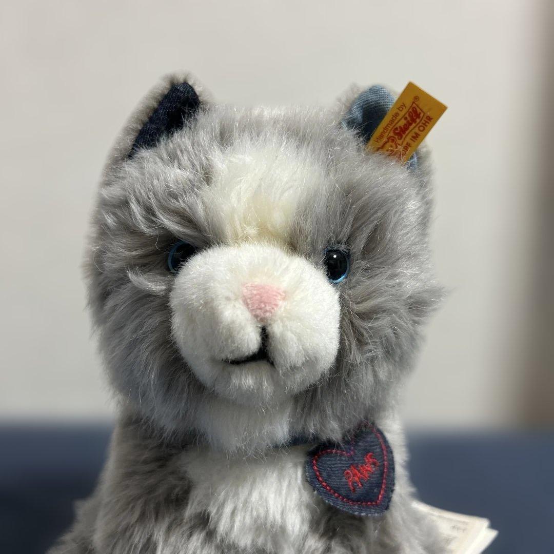 シュタイフ/Steiff製　ネコ　ぬいぐるみ　PAWS グレー