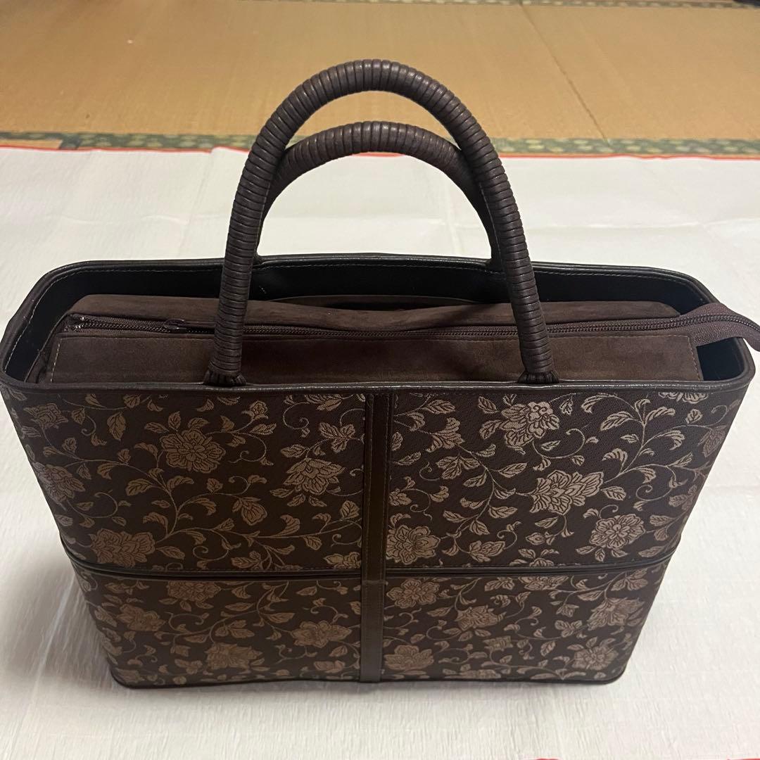花柄ブラウン和装用バッグ