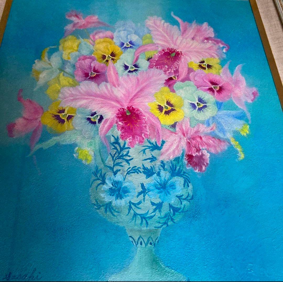 油絵　絵画 佐々木澄江　花の絵　額入り　日本画家