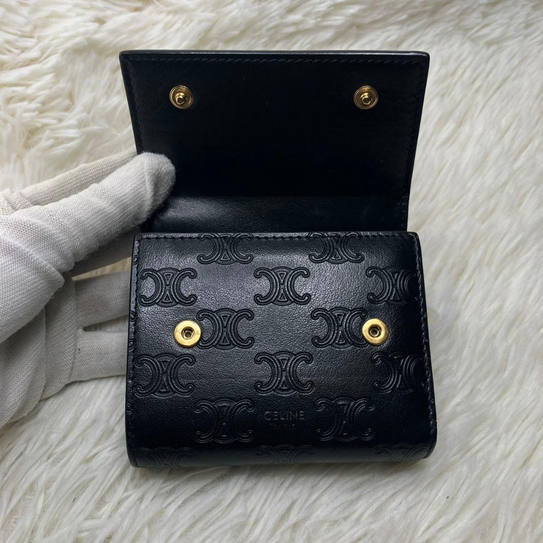 極美品✨️正規品✨セリーヌ スモールトリフォールドウォレット トリオンフ ロゴ
