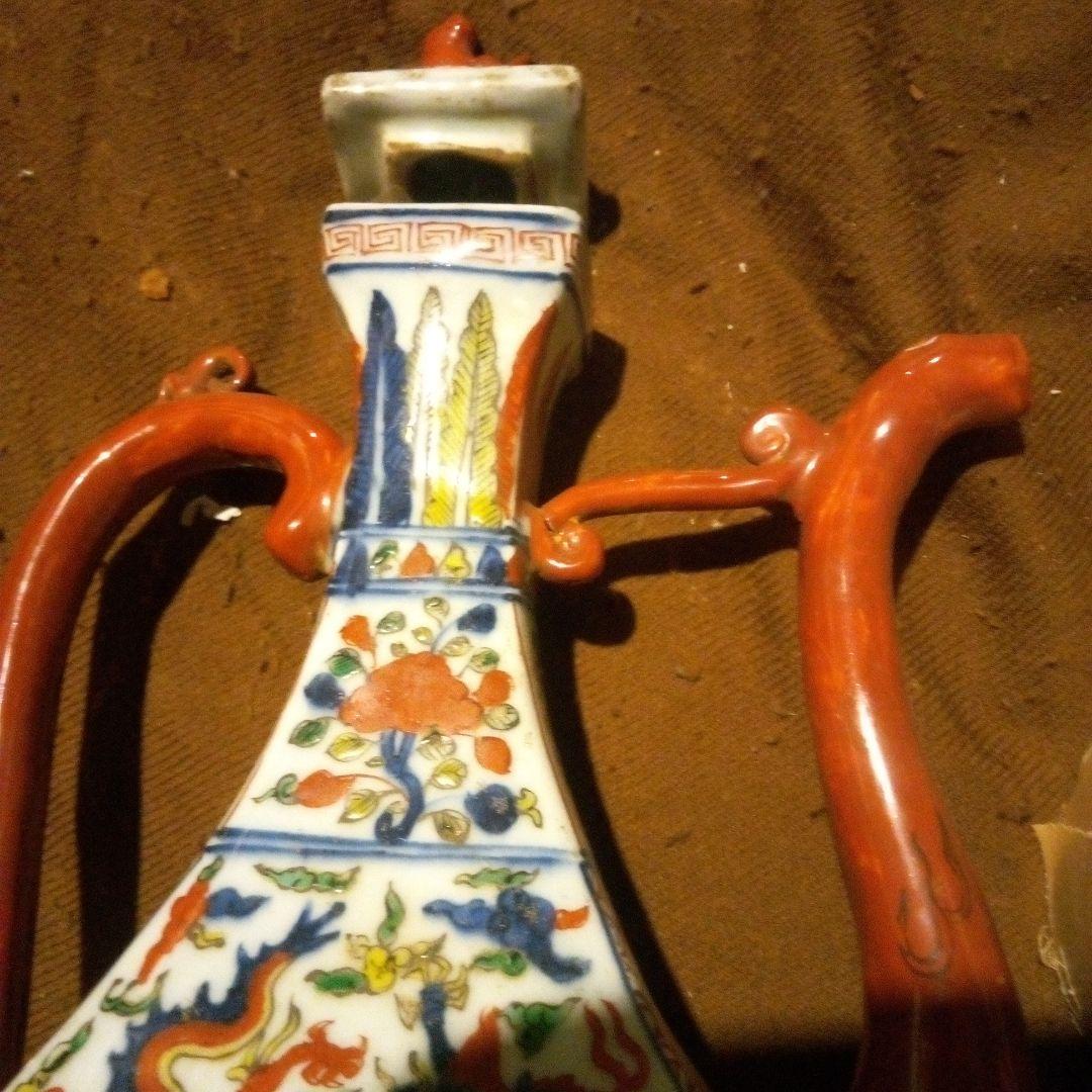 中国陶磁器　明萬歴赤絵　水差し A