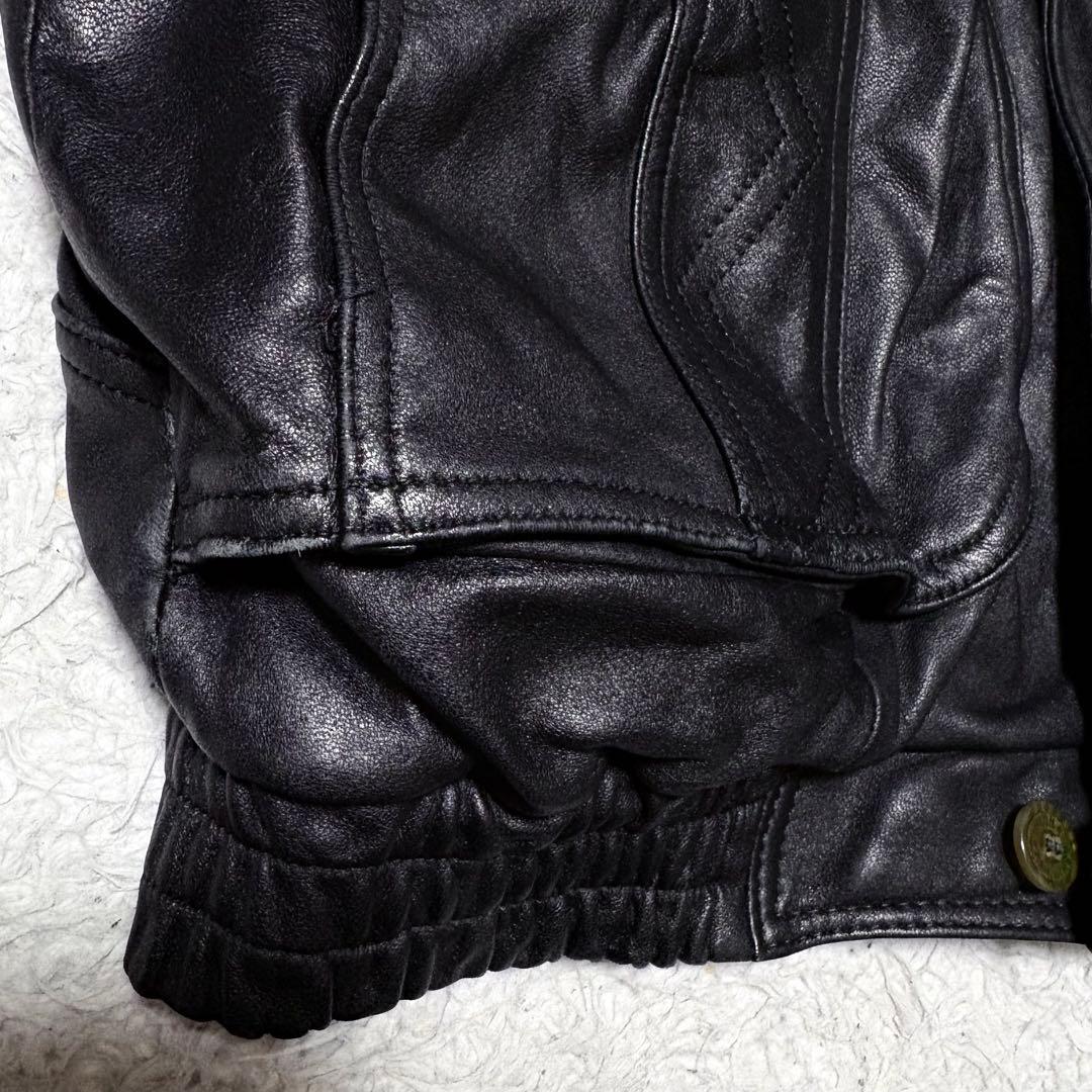 00s ブラック A-2 短丈レザージャケット y2k M〜Lサイズ相当