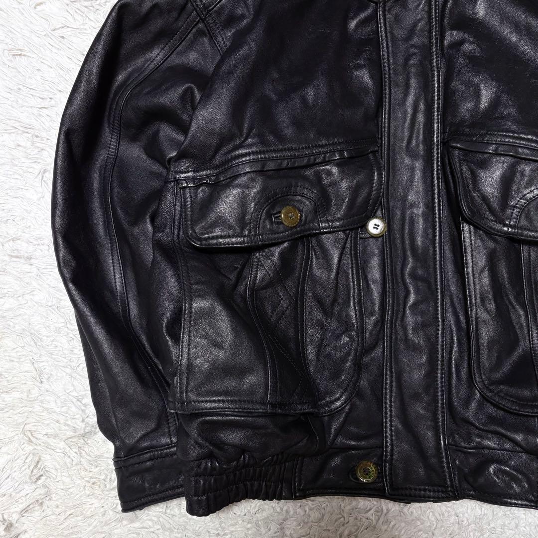 00s ブラック A-2 短丈レザージャケット y2k M〜Lサイズ相当