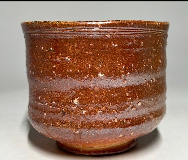 【筒茶碗】四代高橋楽斎作　茶碗　共箱　共布　栞　ねのこ餅　豪快な自然釉