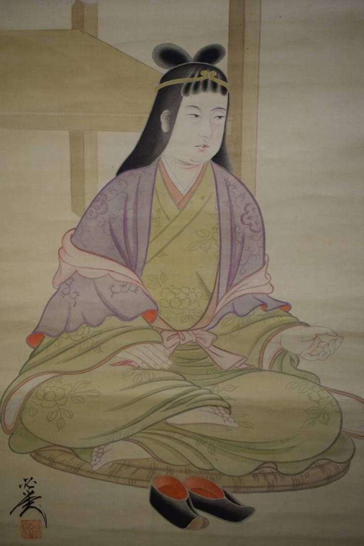 真作/必堂/呉羽/綾羽/双神之図/双幅/布袋屋掛軸HE-652