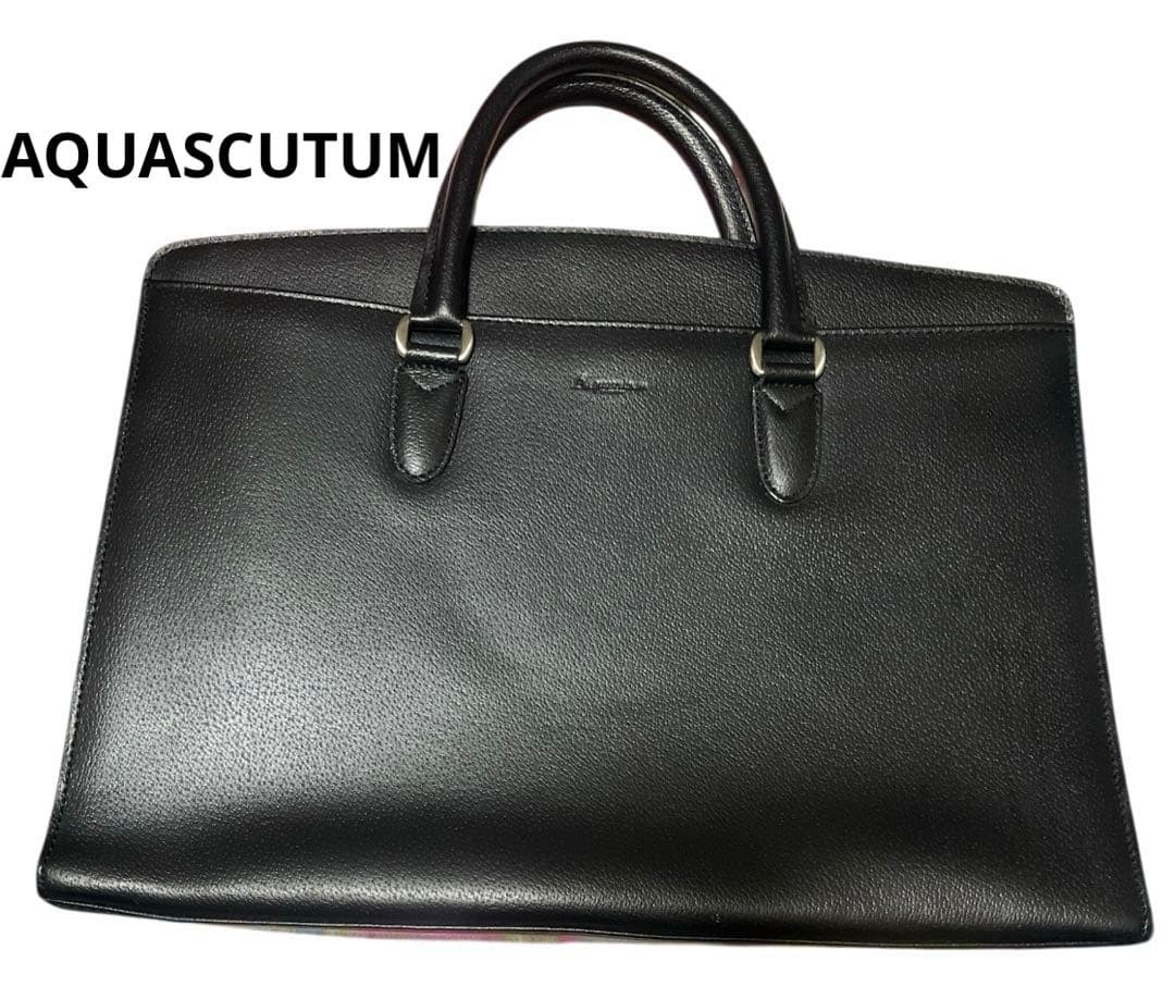 極美品】　AQUASCUTUM アクアスキュータム　ビジネスバッグ　ブラック　黒
