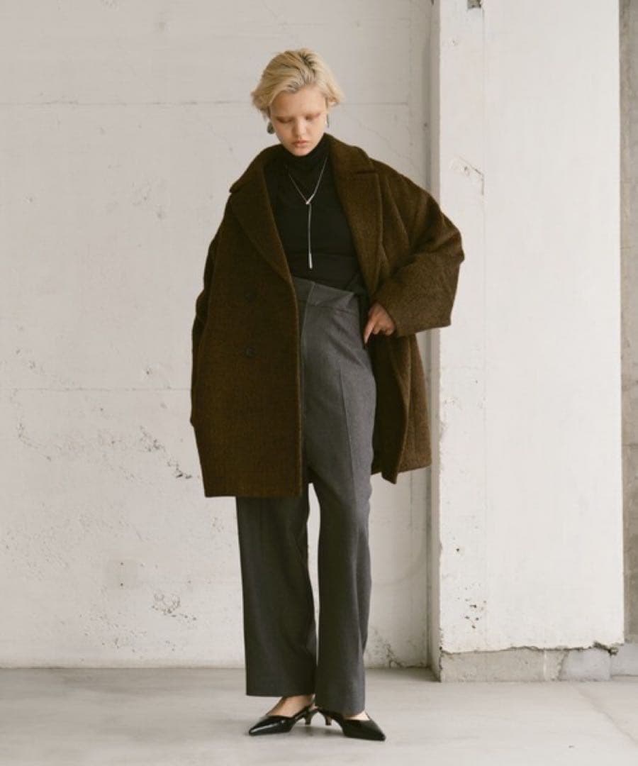 Happy JohnウールブレンドシャギーコクーンPコート