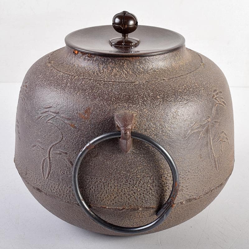 茶道具　人間国宝　釜師　高橋敬典作　浜松地文　真形釜　共箱　V　R8547B