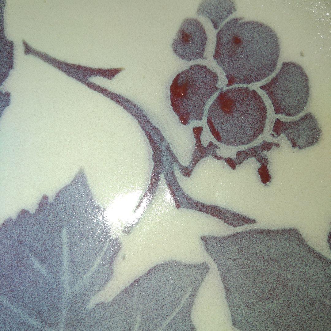 新潟県　高井進　葡萄文皿　共箱付き　作家物