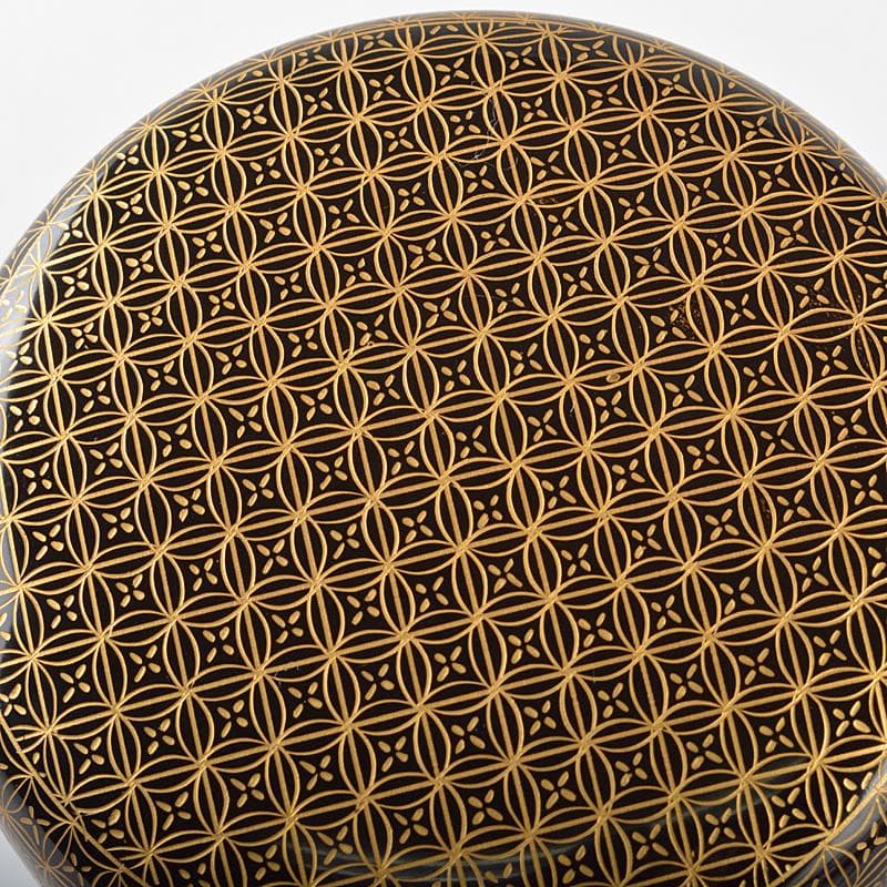 茶道具　輪島塗　前志芸男作　沈金七宝之図　平棗　共箱　D　R5354