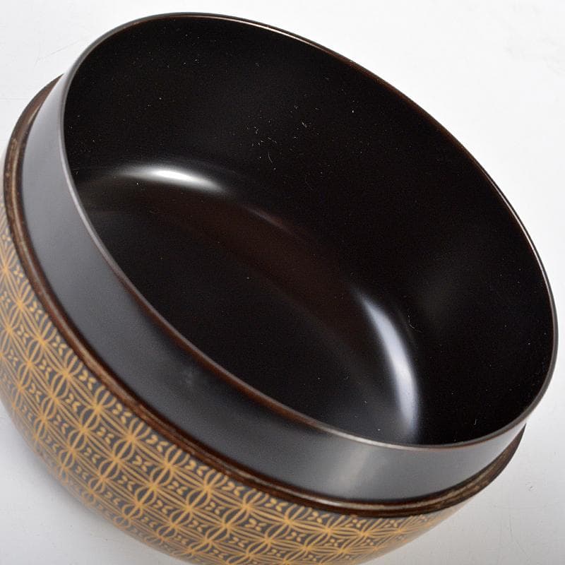 茶道具　輪島塗　前志芸男作　沈金七宝之図　平棗　共箱　D　R5354