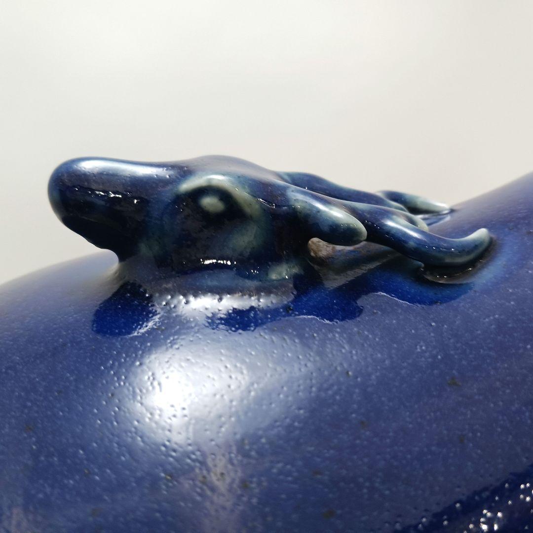 Y1921 中国唐物 青釉鈞窯鹿耳花瓶 壷 大清慶照年製 高さ24㎝　ten