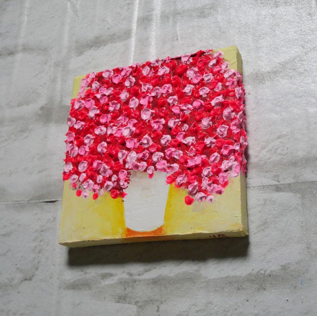 油絵 油彩 油彩画 絵画 アートパネル【ピンクかすみ草】