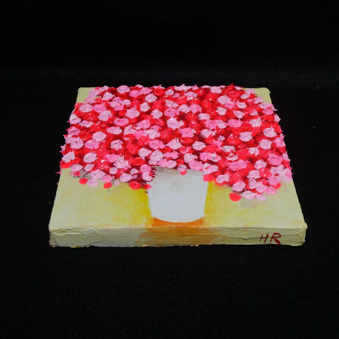 油絵 油彩 油彩画 絵画 アートパネル【ピンクかすみ草】