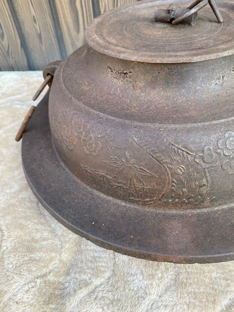 特大　茶釜　囲炉裏　鉄瓶　大型　南部鉄器　骨董