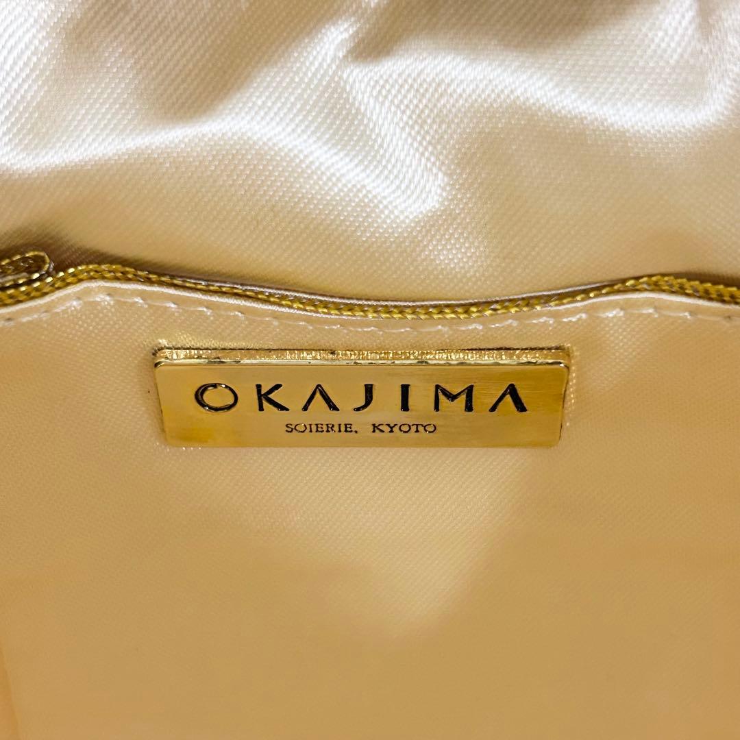 未使用タグ付 OKAJIMA オカジマ ビーズバッグ シルク 和装 ハンドバッグ